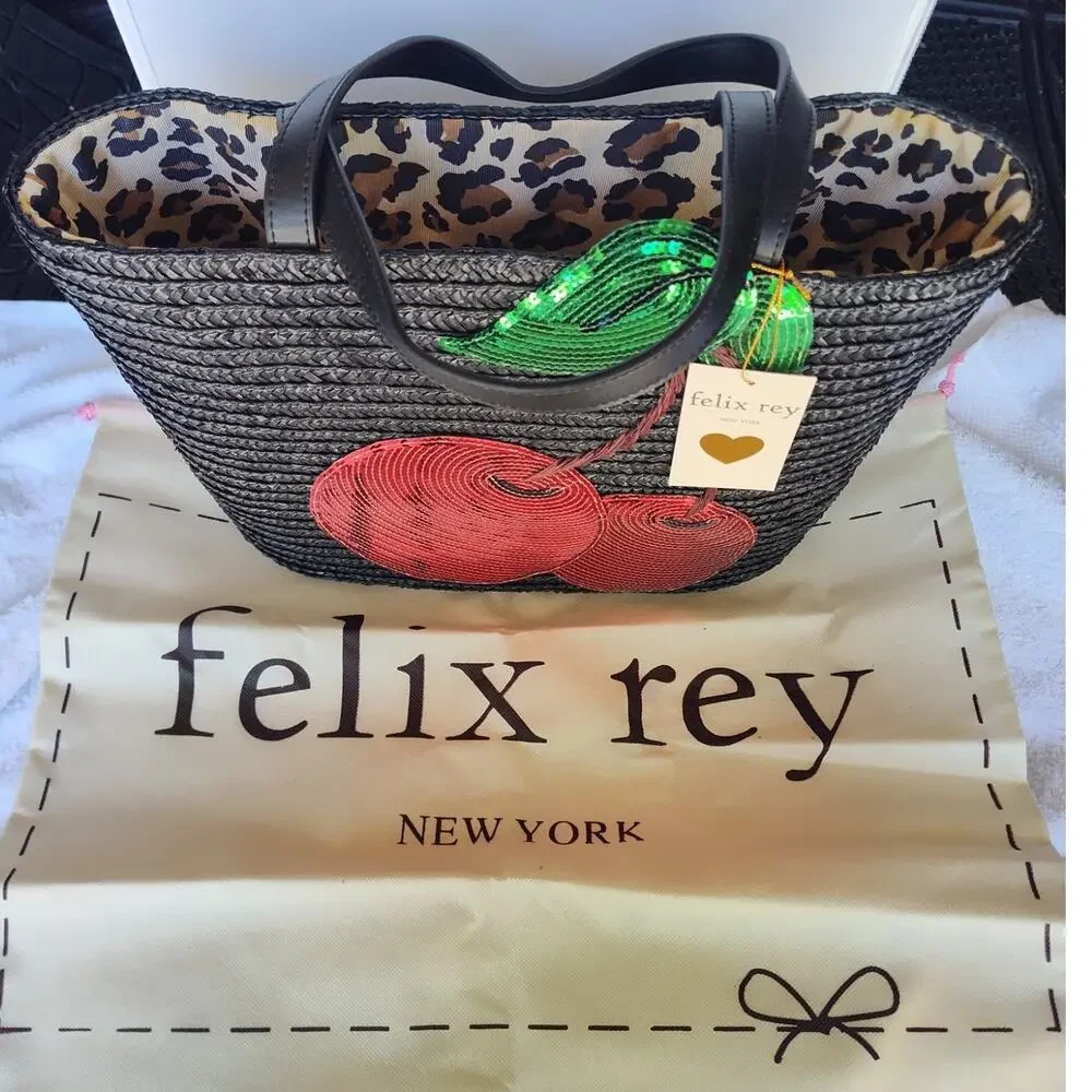 Felix Ray Cherry Sequin Tote Purse Shoulder Bag New with Tags & Dust Bag